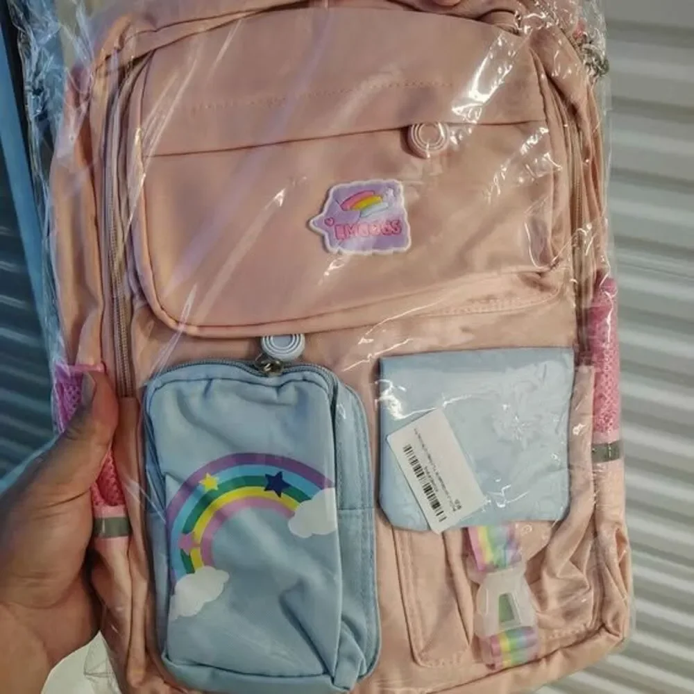 3 PCs Pink Kids Unicorn Backpack For Girl,Cartoon Large Capacity Pink